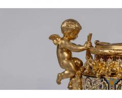 A Fine French Ormolu Champleve Enamel and Onyx Figural Centerpiece Jardiniere - 3211080