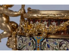 A Fine French Ormolu Champleve Enamel and Onyx Figural Centerpiece Jardiniere - 3211082