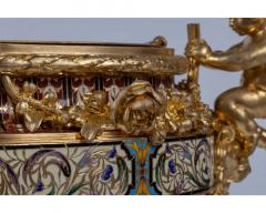 A Fine French Ormolu Champleve Enamel and Onyx Figural Centerpiece Jardiniere - 3211083