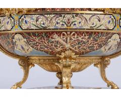 A Fine French Ormolu Champleve Enamel and Onyx Figural Centerpiece Jardiniere - 3211086