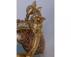 A Fine French Ormolu Champleve Enamel and Onyx Figural Centerpiece Jardiniere - 3211087