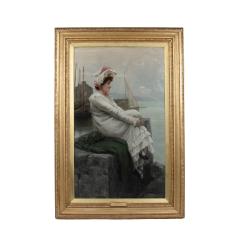 A Fine Oil on Canvas of the Lass That Loved a Sailor by Julius Mendes Price - 4224088