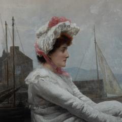 A Fine Oil on Canvas of the Lass That Loved a Sailor by Julius Mendes Price - 4224089