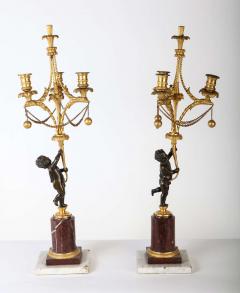 A Fine Pair of 18th Century Bronze and Gilt Bronze Candelabra - 632823