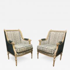 A Fine Pair of 19th century Meuble de Style Louis XVI Carved Bergeres - 3241325