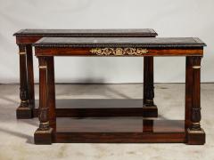 A Fine Pair of Late Regency Rosewood Console Tables with Fossil Marble Tops - 609376