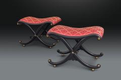 A Fine Pair of Regency X Frame Stools Almost Certainly by Gillows of Lancaster - 4396085