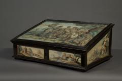 A Fine and Rare Slope Front Silkwork and Watercolor Decorated Writing Box - 4696661