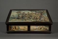 A Fine and Rare Slope Front Silkwork and Watercolor Decorated Writing Box - 4697492