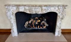 A Finely Carved Louis XV Style Fireplace Mantel in Figured Italian Marbl - 4587385