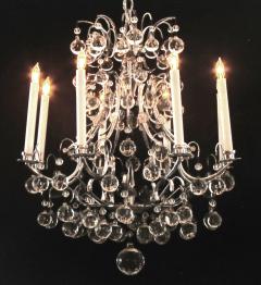 A French 1960s chrome basket form 8 light chandelier with crystal spheres - 1047604