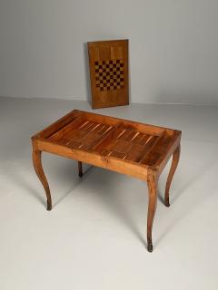 A French 19th Century Antique Game Backgammon Table Checkerboard Leather Top - 3377843