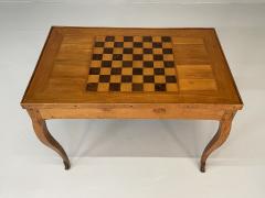 A French 19th Century Antique Game Backgammon Table Checkerboard Leather Top - 3377845