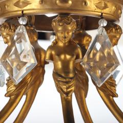 A French Antique 5 light bronze and crystal chandelier  - 2862620