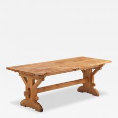 A French Architectural Oak Slab Table C 1945  - 4528032