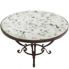 A French Art Deco Iron Mirror Top Occasional Table C 1940  - 4429725