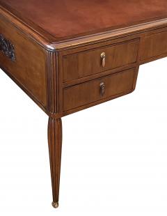 A French Art Deco Mahogany 5 Drawer Writing Desk with Leather Top - 3722619