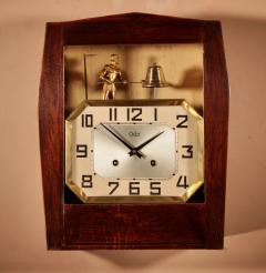 A French Art Deco Oak Signed Odo Automation Striking Wall Clock  - 3613281