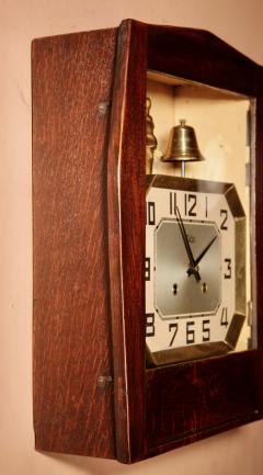 A French Art Deco Oak Signed Odo Automation Striking Wall Clock  - 3613282