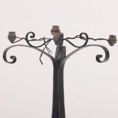 A French Art Deco hand hammered iron floor lamp C 1930  - 3750622