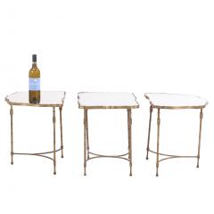 A French Brass Mirrored Tripartite Coffee Table C 1950  - 4331771