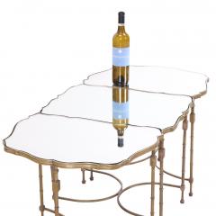 A French Brass Mirrored Tripartite Coffee Table C 1950  - 4331772