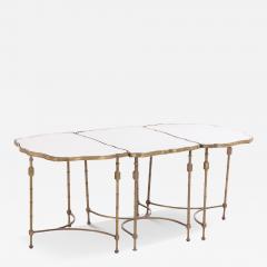 A French Brass Mirrored Tripartite Coffee Table C 1950  - 4332515