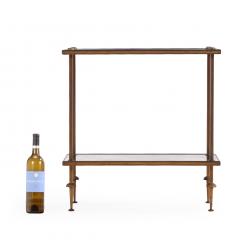 A French Brass and Glass Two Tier Table C 1950  - 4385459