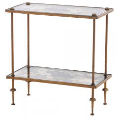 A French Brass and Glass Two Tier Table C 1950  - 4385482