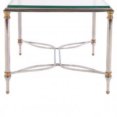A French Brass and Steel Coffee Table in the manner of Maison Jansen C 1960  - 4323805