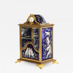 A French Bronze and Limoges Enamel Jewelry Vitrine Cabinet with Clock  - 1314138