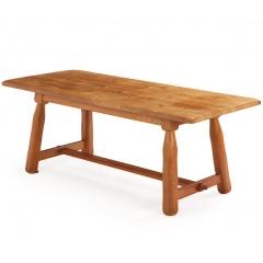 A French Brutalist style solid oak dining table C 1950  - 4706068