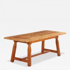 A French Brutalist style solid oak dining table C 1950  - 4708193