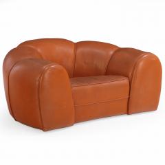 A French Bulbous Croissant shaped Leather Chair C 1985  - 4469133