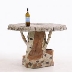 A French Faux Bois Painted Decorated Cast Stone Table C 1940  - 4271156