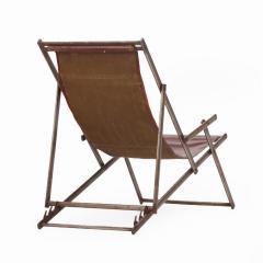A French Folding Iron and Leather Lounge Chair C 1970  - 4271198