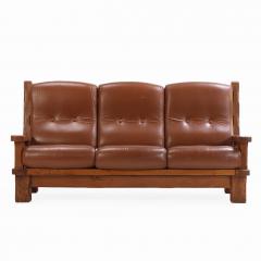 A French Heavy Oak Brutalist style Open Arm Sofa C 1960  - 4556025
