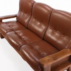 A French Heavy Oak Brutalist style Open Arm Sofa C 1960  - 4649281