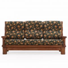 A French Heavy Oak Brutalist style Open Arm Sofa Frame C 1960  - 4648875