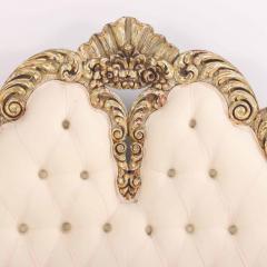 A French Hollywood Regency style painted and gilt carved full size bed C 1940  - 4215523