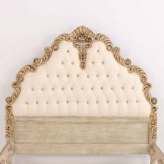 A French Hollywood Regency style painted and gilt carved full size bed C 1940  - 4215526