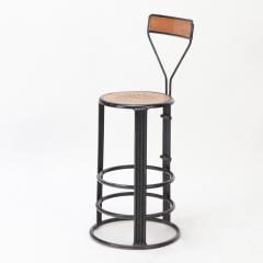 A French Iron counter stool with wooden seat and backrest C 1910  - 2536119