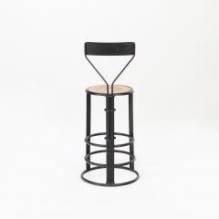 A French Iron counter stool with wooden seat and backrest C 1910  - 2536121