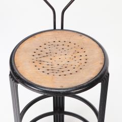 A French Iron counter stool with wooden seat and backrest C 1910  - 2536123