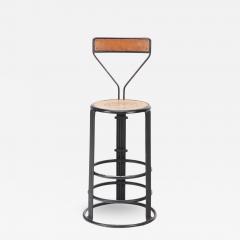 A French Iron counter stool with wooden seat and backrest C 1910  - 2536958