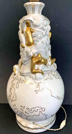 A French Lamp Base Art Deco figures around a globe  - 4168422