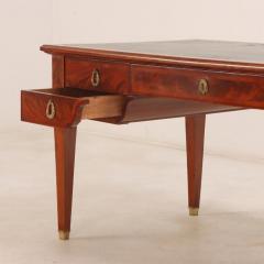 A French Louis XIV style mahogany and crotch mahogany leather top desk C 1900  - 3945177