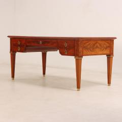 A French Louis XIV style mahogany and crotch mahogany leather top desk C 1900  - 3945178