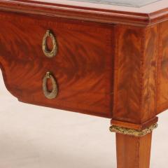 A French Louis XIV style mahogany and crotch mahogany leather top desk C 1900  - 3945179