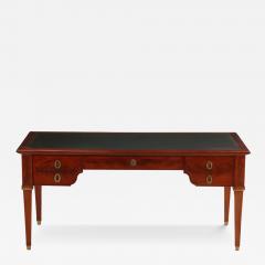 A French Louis XIV style mahogany and crotch mahogany leather top desk C 1900  - 3947909